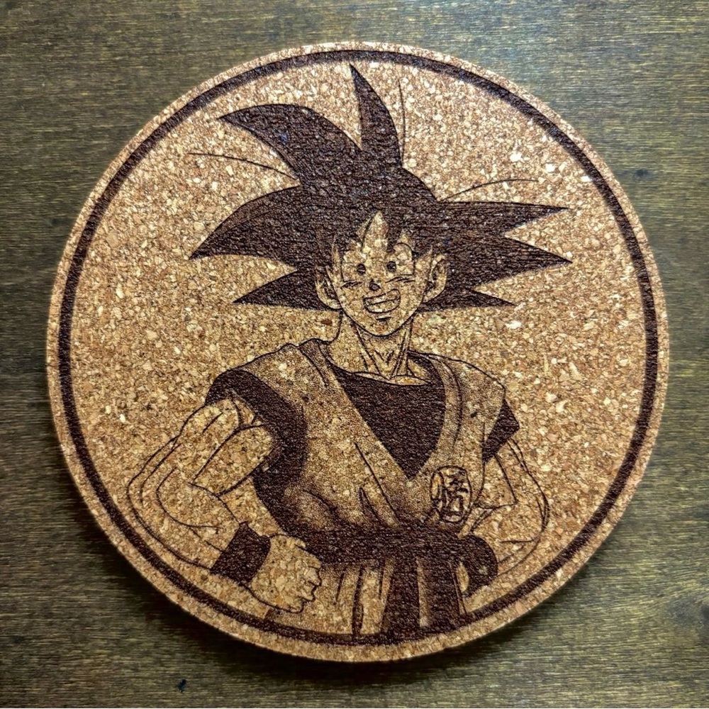 Dragon Ball Z Goku Laser Engraved Cork Coaster